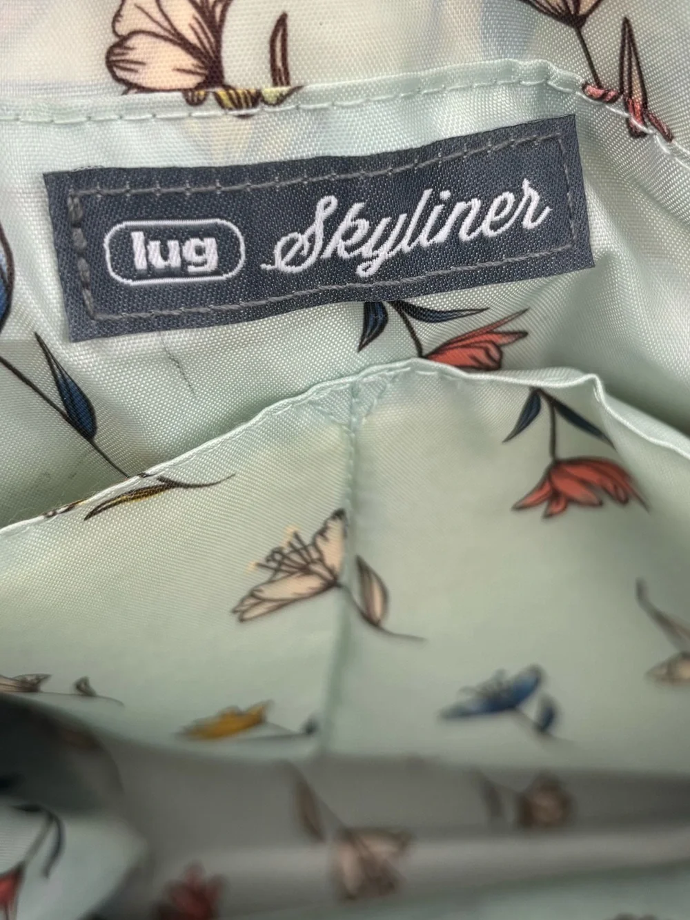 LUG Skyliner Tote Bag Cream Hummingbird Floral Quilted Insulated Tote Bag